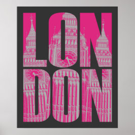 Póster Londres rosa