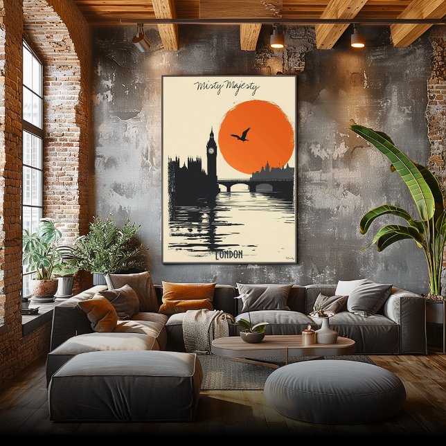 Poster Londres Silhouettes - Reflexões da ponte de torre (Criador carregado)