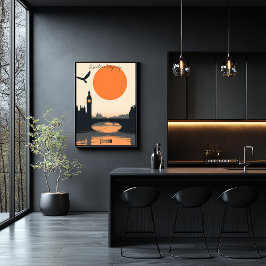 Poster Londres Silhuettes - Big Ben no Sunset