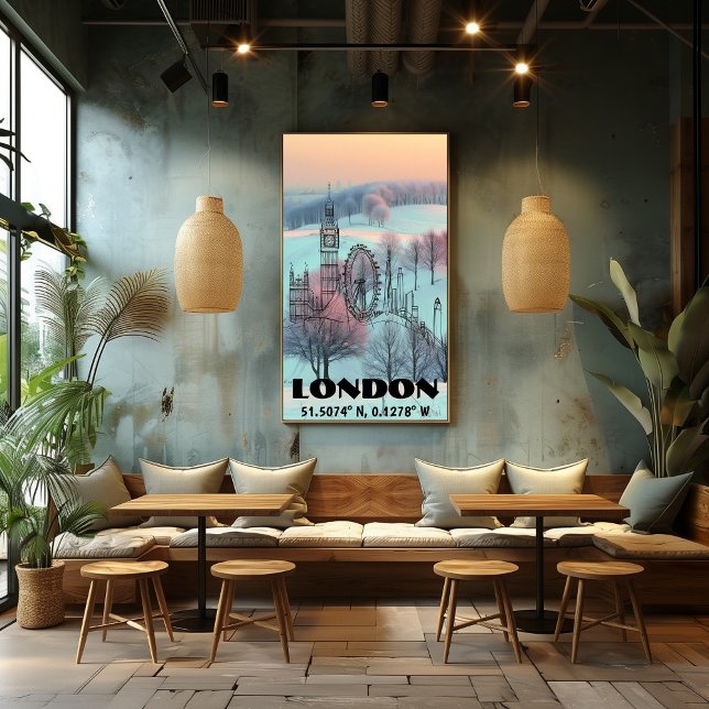 Póster Londres: Skyline Arte de Linea Coordenadas y Foto  (Criador carregado)