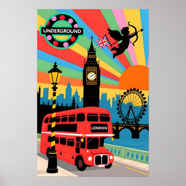 Poster Londres Viagem   Pop Art (Frente)