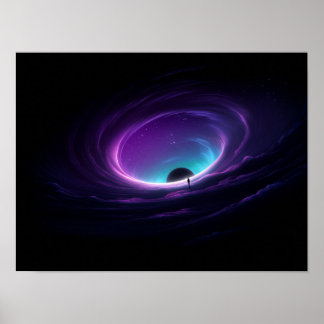 Poster Lone Figure at Edge of Purple Cosmic Vortex