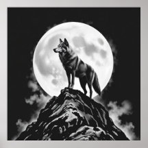 Lone Howl: Arte a carvão na lua cheia e no lobo