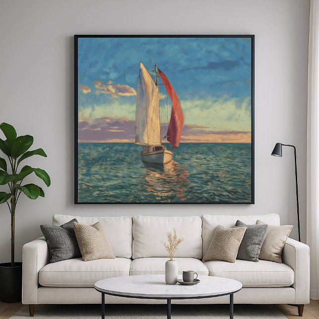 Poster Lone Sailboat - Impressionismo Estilo Arte de Capa (Criador carregado)