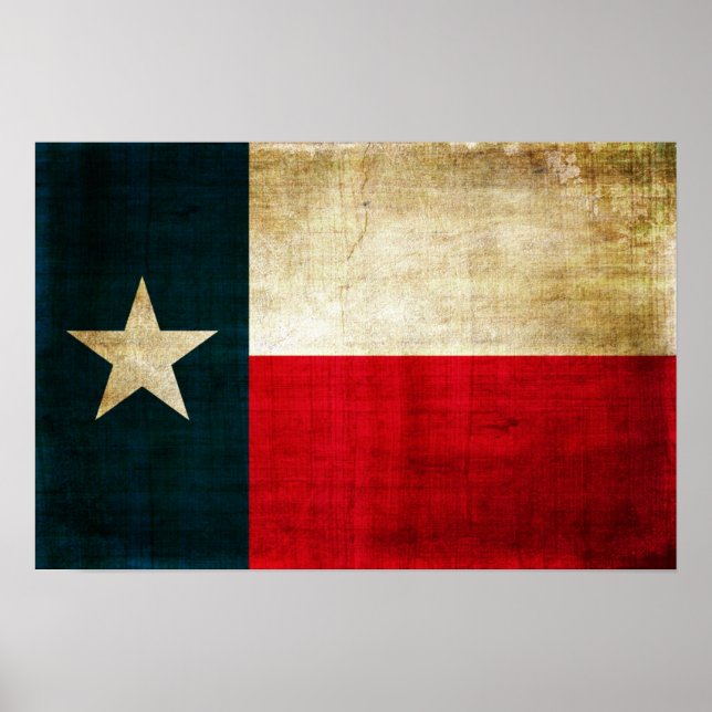 Poster Lone Star Flag do Texas Grunge Rustic Patriotic (Frente)