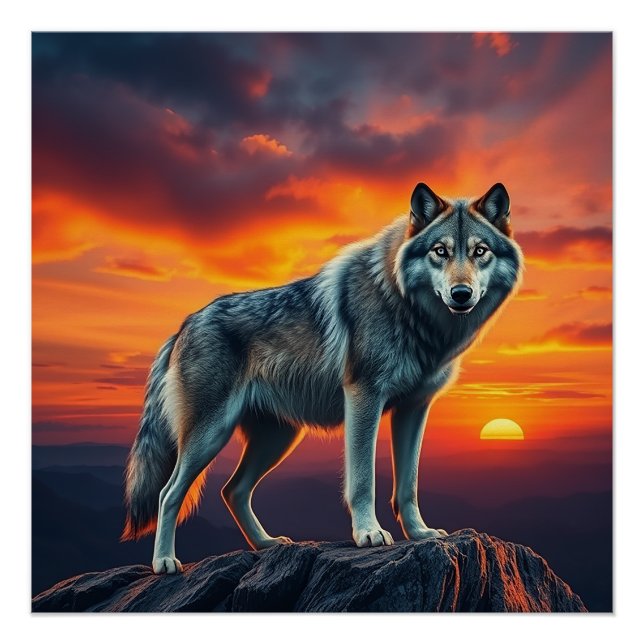Póster Lone Wolf at Sunset (Frente)