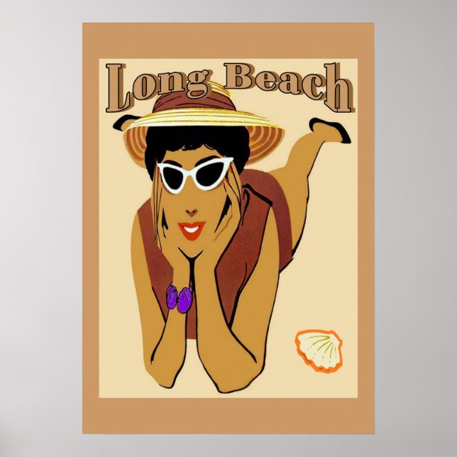 Póster Long Beach, Lady on Beach (Frente)