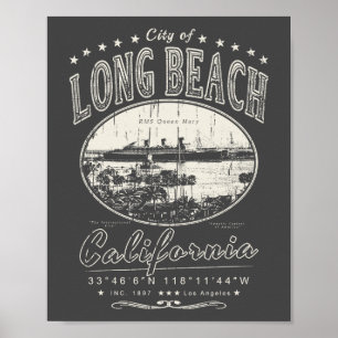 POSTER LONG BEACH LOS ANGELES CALIFÓRNIA - RMS RAINHA MAR