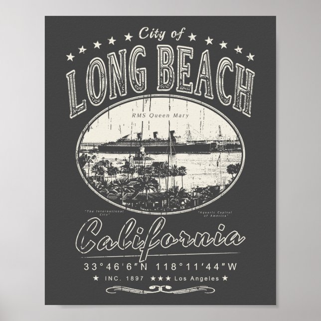 POSTER LONG BEACH LOS ANGELES CALIFÓRNIA - RMS RAINHA MAR (Frente)