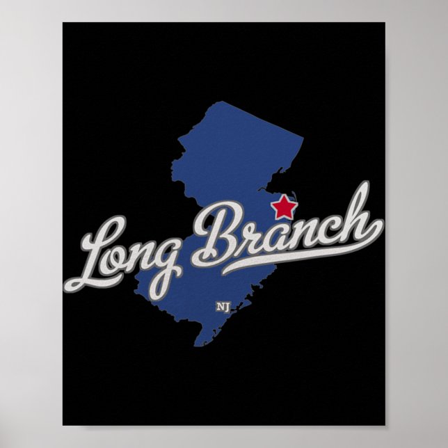 Poster Long Branch Nova Jersey Nj Mapa  (Frente)