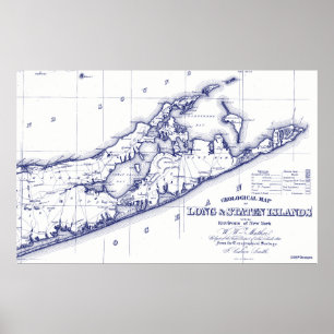 Poster Long Island o mapa VC de Hamptons
