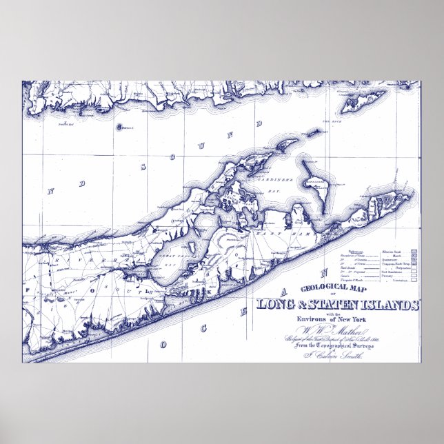 Poster Long Island The Hamptons Map VC (Frente)
