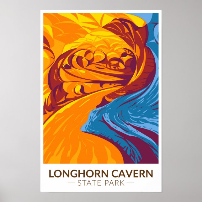 Poster Longhorn Cavern State Park Texas Vintage  (Frente)