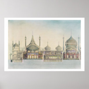 Póster Longitudinal Section (L to R) Organ, Music Room, G