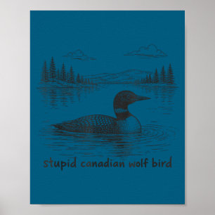 Poster Lontra canadense bobo pássaro divertido animal loo