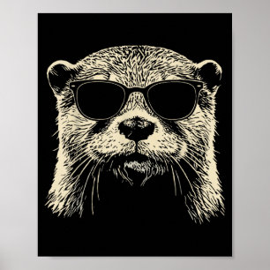Poster Lontra Usando Óculos de Sol Camiseta Gráfica de Lo