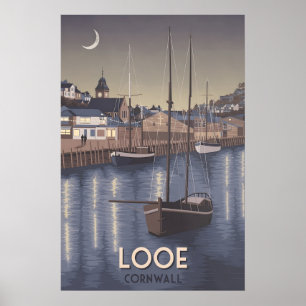 Poster Looe Cartaz de Viagens da Cornualha