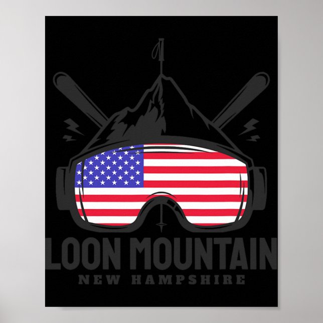 Poster Loon Mountain New Hampshire Usa Ski Retro Skiing  (Frente)