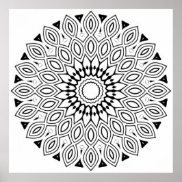 Poster Looped Leaf Border Mandala with Flowing Symmetry
