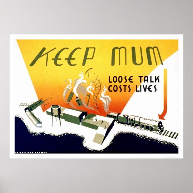 Póster Loose Talk Cost Lives 1943 WPA (Frente)