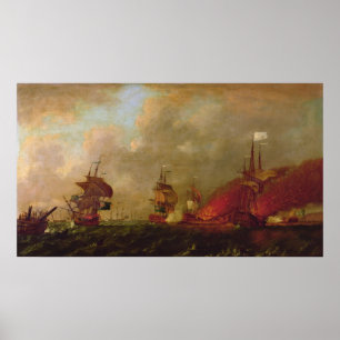 Póster Lord Howe e o Comte d'Estaing ao largo de Rhode