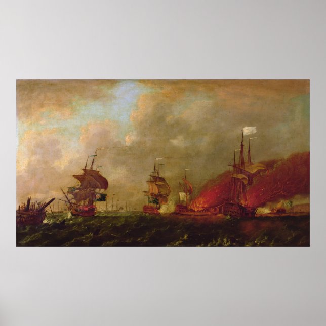 Póster Lord Howe e o Comte d'Estaing ao largo de Rhode (Frente)