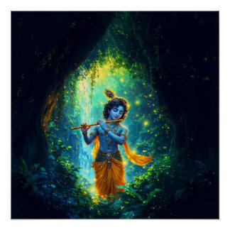 Póster Lord Krishna em Vrindavan, Ilustração de Arte