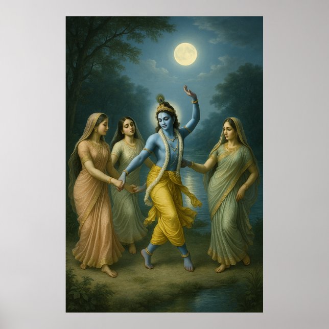 Poster Lord Krishna Rāsleela | Divine Dance of Love (Frente)