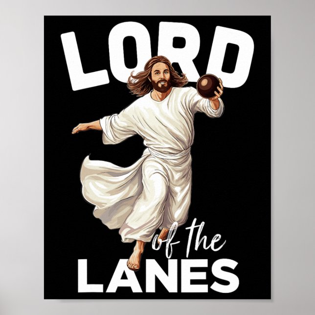 Poster Lord Lanes Funny Christian Cristo Gutter Boliche L (Frente)