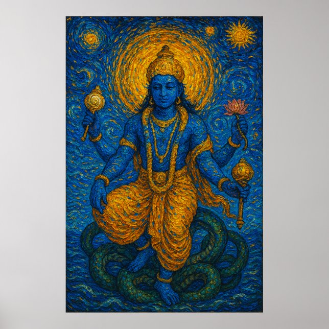 Poster Lorde Vishnu Preserver do Universo Trabalho de art (Frente)