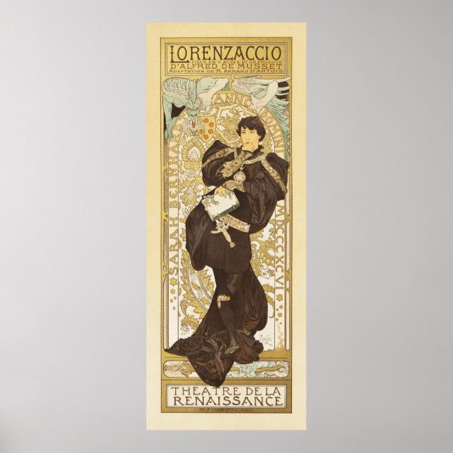 Poster Lorenzaccio por Alphonse Mucha (Frente)