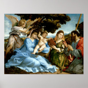 Poster Lorenzo Lotto Madonna e Child com Santos