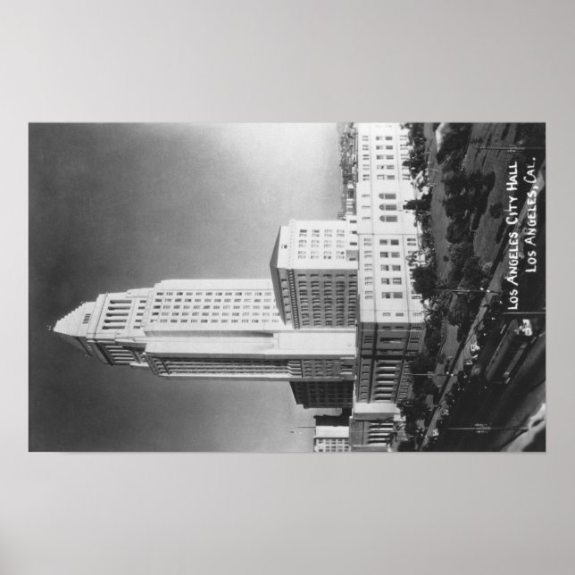 Póster Los Angeles, CA City Hall e Cidade (Frente)