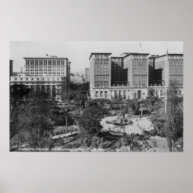Póster Los Angeles, CA Perishing Square e Biltmore (Frente)