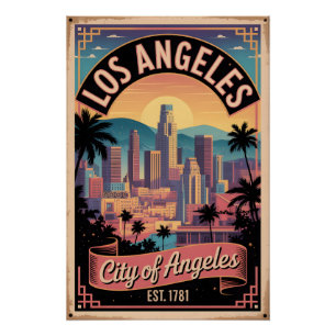 Póster Los Angeles Califórnia Antiga Cidade dos Anjos