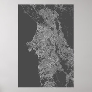 Póster Los Angeles, Califórnia (branca no preto, girado)