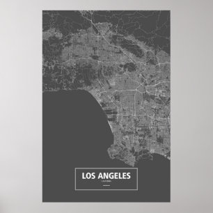 Póster Los Angeles, Califórnia (branco a preto)