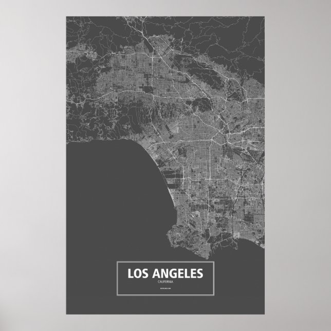 Póster Los Angeles, Califórnia (branco a preto) (Frente)