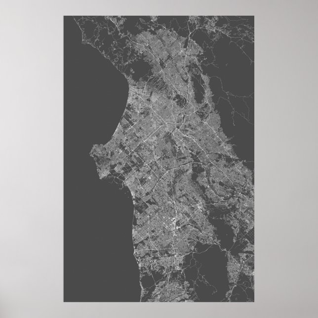 Póster Los Angeles, Califórnia (branco no preto, girado) (Frente)