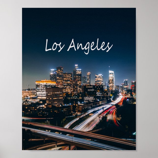 Poster Los Angeles California City Skyline à noite (Frente)