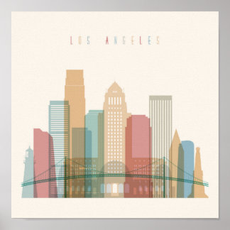 Póster Los Angeles, Califórnia | Linha Skyline Cidade