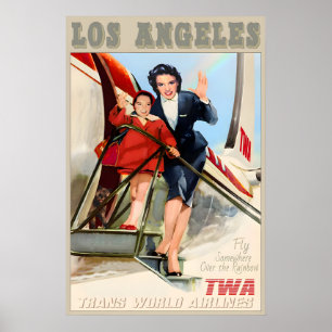 Poster Los Angeles Califórnia TWA Trans World Airlines