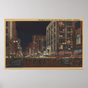 Póster Los Angeles, CASouth View of Broadway from 6th