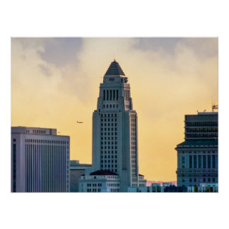 Póster Los Angeles City Hall Skyline – Downtown LA Print