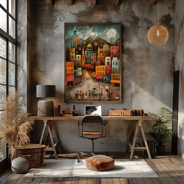 Póster Los Ángeles: City of Angels - Whimsical Art (Criador carregado)