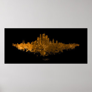 Poster Los Angeles City Skyline - Laranja
