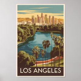 Poster Los Angeles Echo Park Lake Viagem Art Vintage