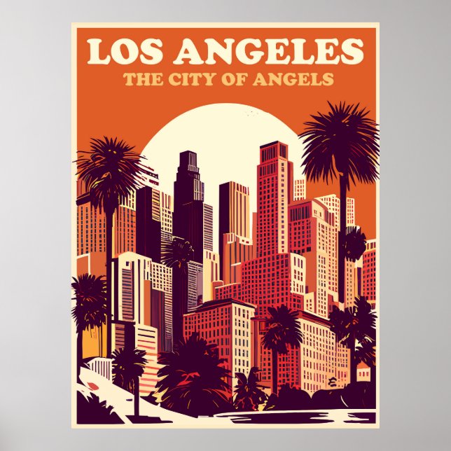 Poster Los Angeles em laranja, Viagem (Frente)