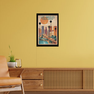 Poster Los Angeles, ilustração da Vintage na Califórnia,