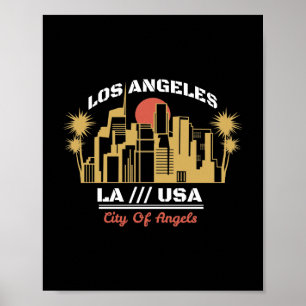 Poster Los Angeles LA EUA Projeto da Silhueta da Cidade d
